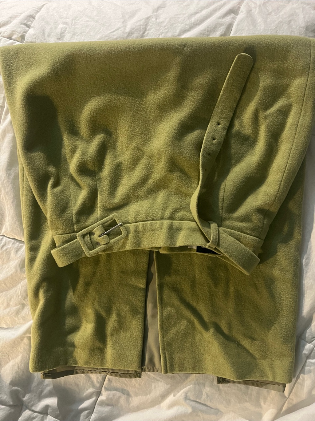 Olive Green Pencil Skirt With Belt